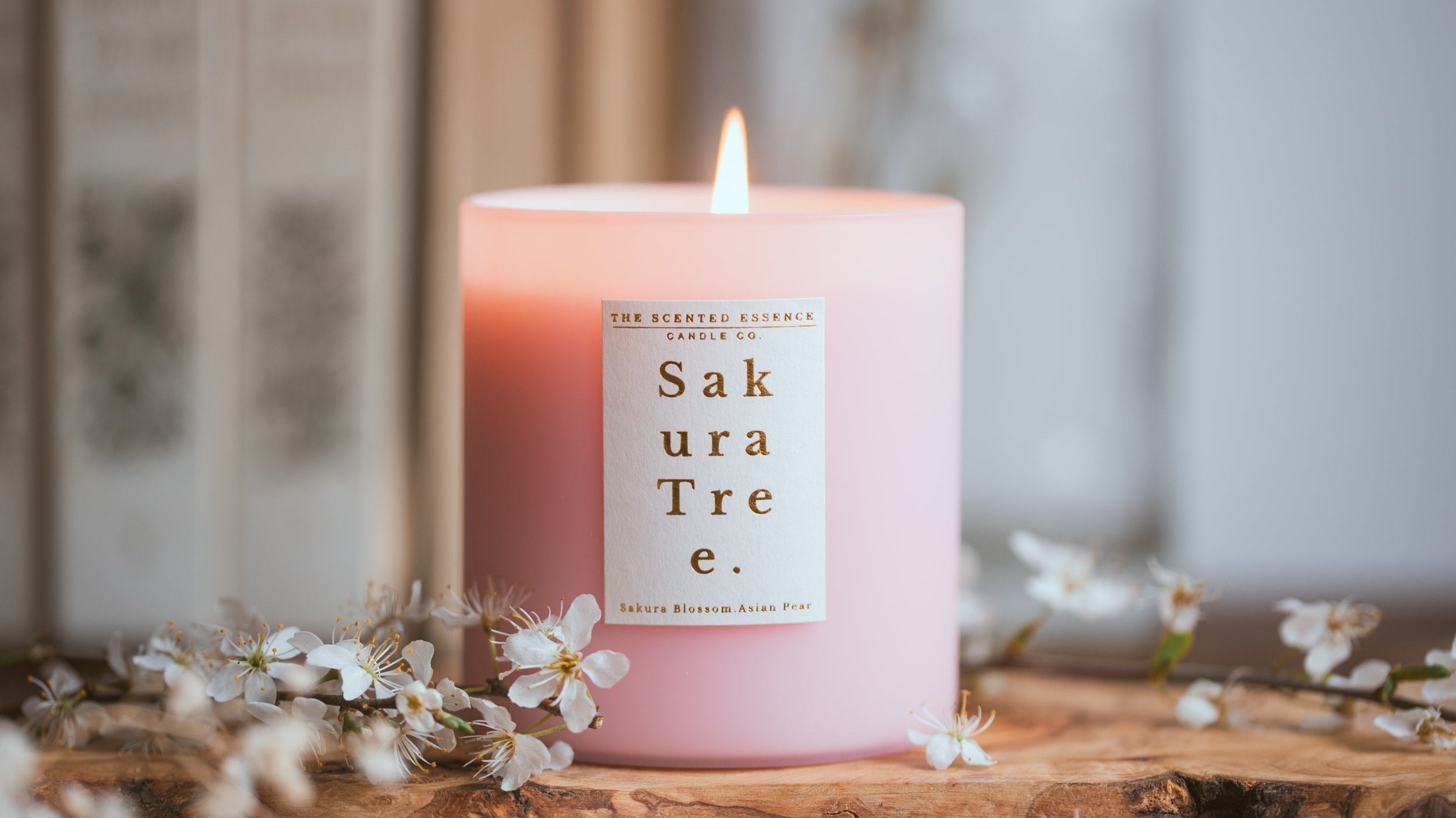 sakura blossom candle in pink jar